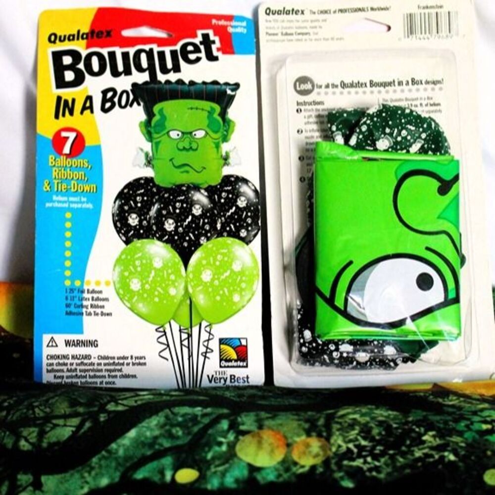 NOS HALLOWEEN! 2 Lots of 2 Qualatex Bouquet In A Box 7 FRANKENSTEIN Has ALL in 1